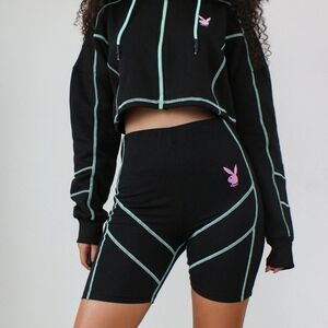 NWT MISSGUIDED PLAYBOY CONTRAST CYCLING SHORTS